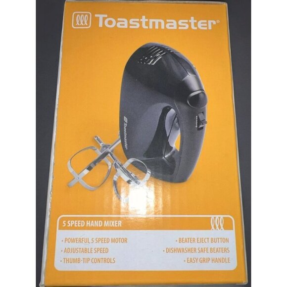 Toastmaster 5 Speed Hand Mixer Black Easy Grip Handle NEW TM-300HM - Picture 2 of 3